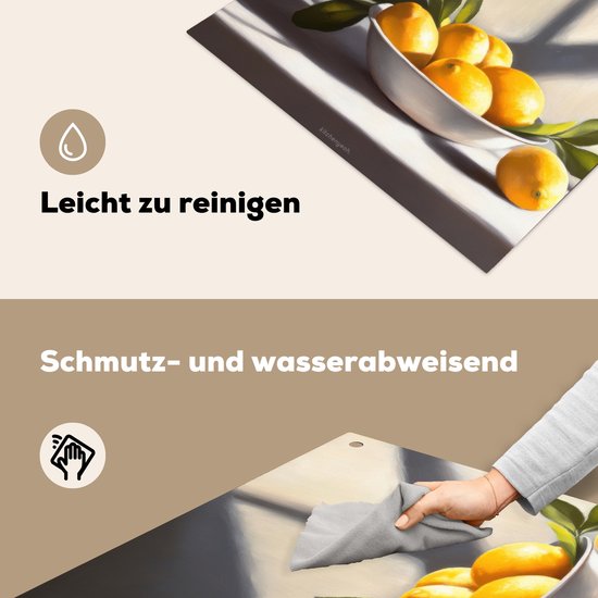 KitchenYeah® Protection plaque induction 60x55 cm - Citrons - Nature morte - Jaune - Protege plaque de cuisson - Couvre plaque induction - Protecteur d'induction - Cuisine