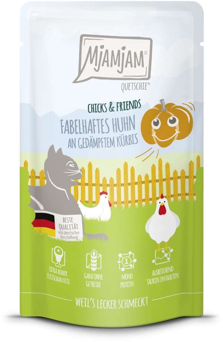 MjAMjAM MjAMjAM Cat - Chicks+Friends 12x125g - Kip & Pompoen