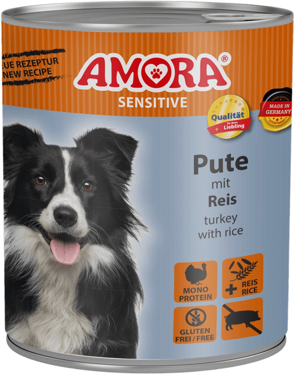 AMORA Hond Sensitive 6x800g - Kalkoen & Rijst