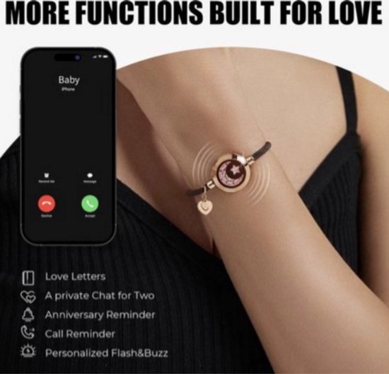 Verlichte Lange Afstand Armbanden met Trilling voor Koppels - Slimme Sun & Moon Armbanden in Zilver, Perfect Cadeau voor Relaties op Afstand van Bond Touch — afbeelding 3