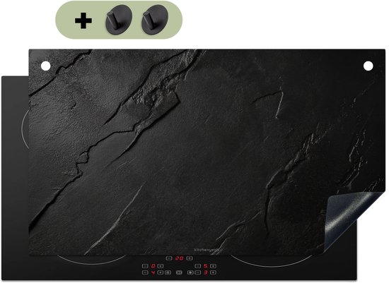 KitchenYeah® Protection plaque induction 91.2x52 cm - Noir - Pierre - Béton - Protege plaque de cuisson - Couvre plaque induction - Protecteur d'induction - Cuisine