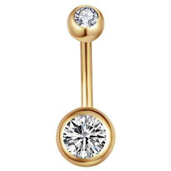 Navel Piercing - Goud Met Steentjes