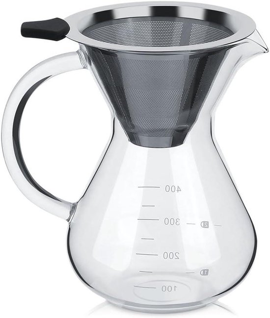 Housoutil Turkse koffiekan, glas, koffiebereider, kan 450 ml, 2 stuks, transparant, mokkakan, glas, ketel voor koffie, thee, melk, kantoor, thuis, café, restaurant, kookgerei