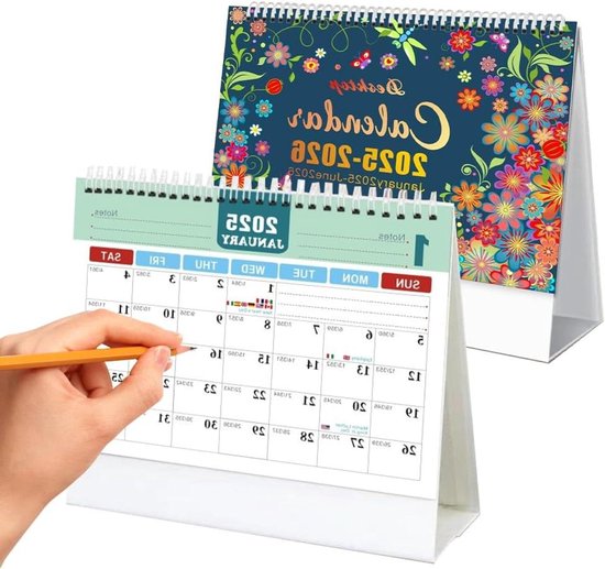 Agenda 2025-2026 - Calendrier Bureau 18 Mois De Juillet 2025 à Décembre 2026 | Mini Agenda Mensuel Spirale Métal | Papier épais, Design Minimaliste
