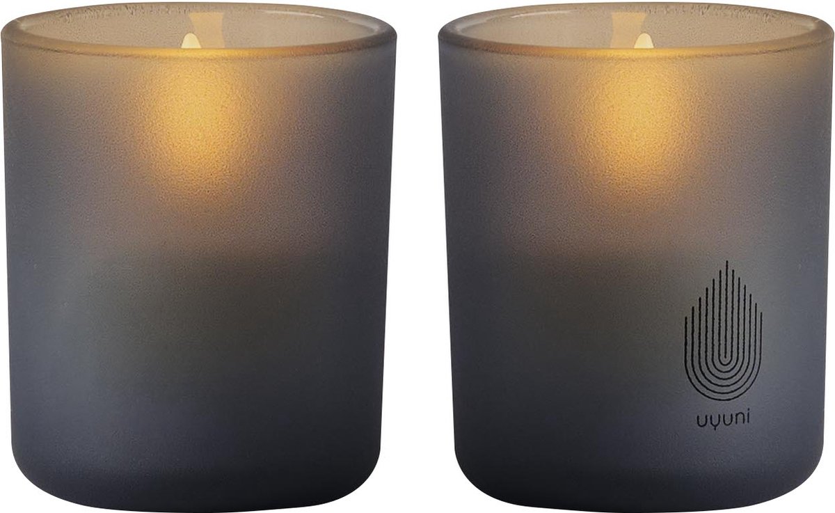 Uyuni Led kaars in Glas - 2 stuks - Grijs - 6 cm x 7 cm