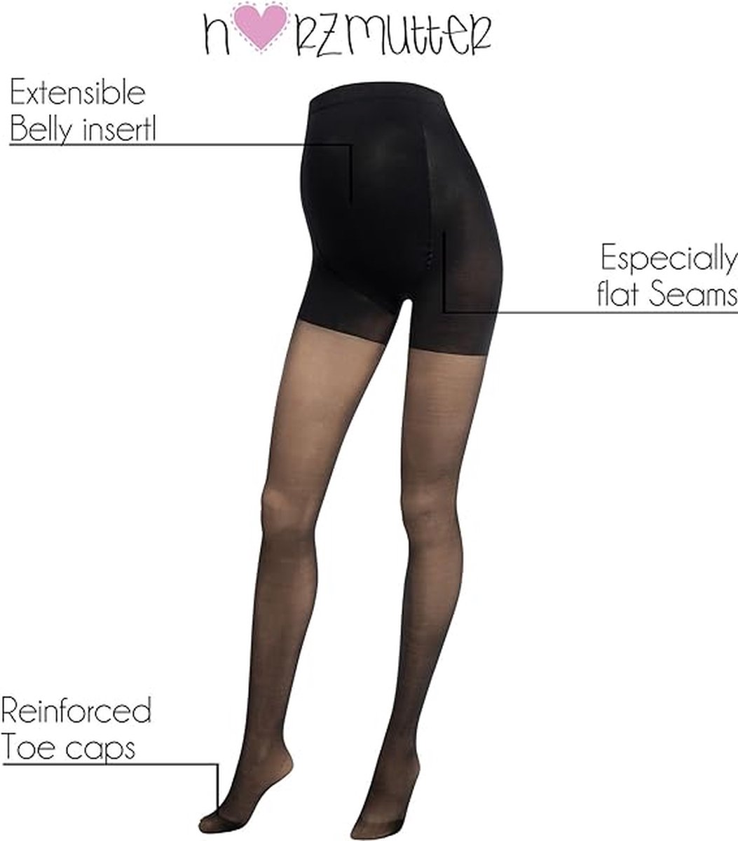 Zwangerschap panty 20DEN - Transparante-matte - Nylon - Zwangerschapskleding --Zwart - Maternity Tights - set 1 & 2-1200