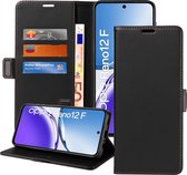 Convient pour OPPO Reno12 F 5G - Étui à rabat - Fermeture magnétique - Portefeuille Zwart rustique