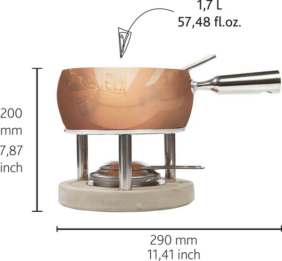 Boska Fondueset Koper - Kaas fondue - voor 1300 gram Kaas - 1,7 L van Boska — afbeelding 3