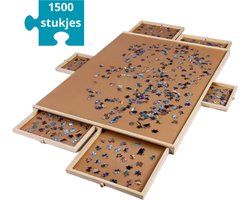 Livista Puzzelplaat voor 1500 Puzzelstukjes met 6 Lades – Puzzelbord met Opbergsysteem -– Puzzelmat van Hout – Puzzeltaf