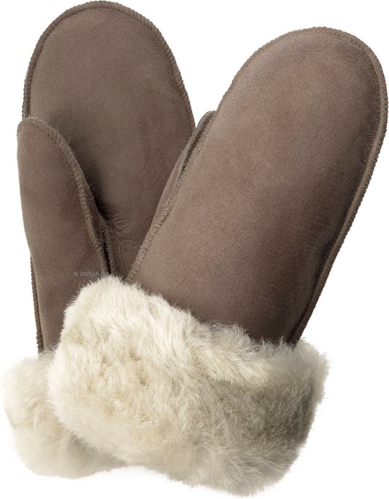 Donja - HD- Peau d'agneau islandais - Mitaines en daim - couleur: STONE - TAUPE - fait main - Taille L - convient à la largeur des mains - 8 à 8,5 cm - gants en peau de mouton