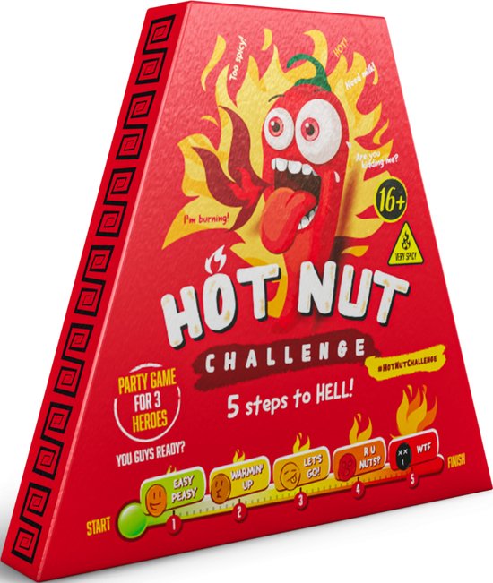 HOT-NUT Uitdaging – Durf jij de hitte aan? Het ultieme spel voor 2-4 vrienden: werk samen, lach, en trotseer 5 pittige levels van EASY PEASY tot WTF!