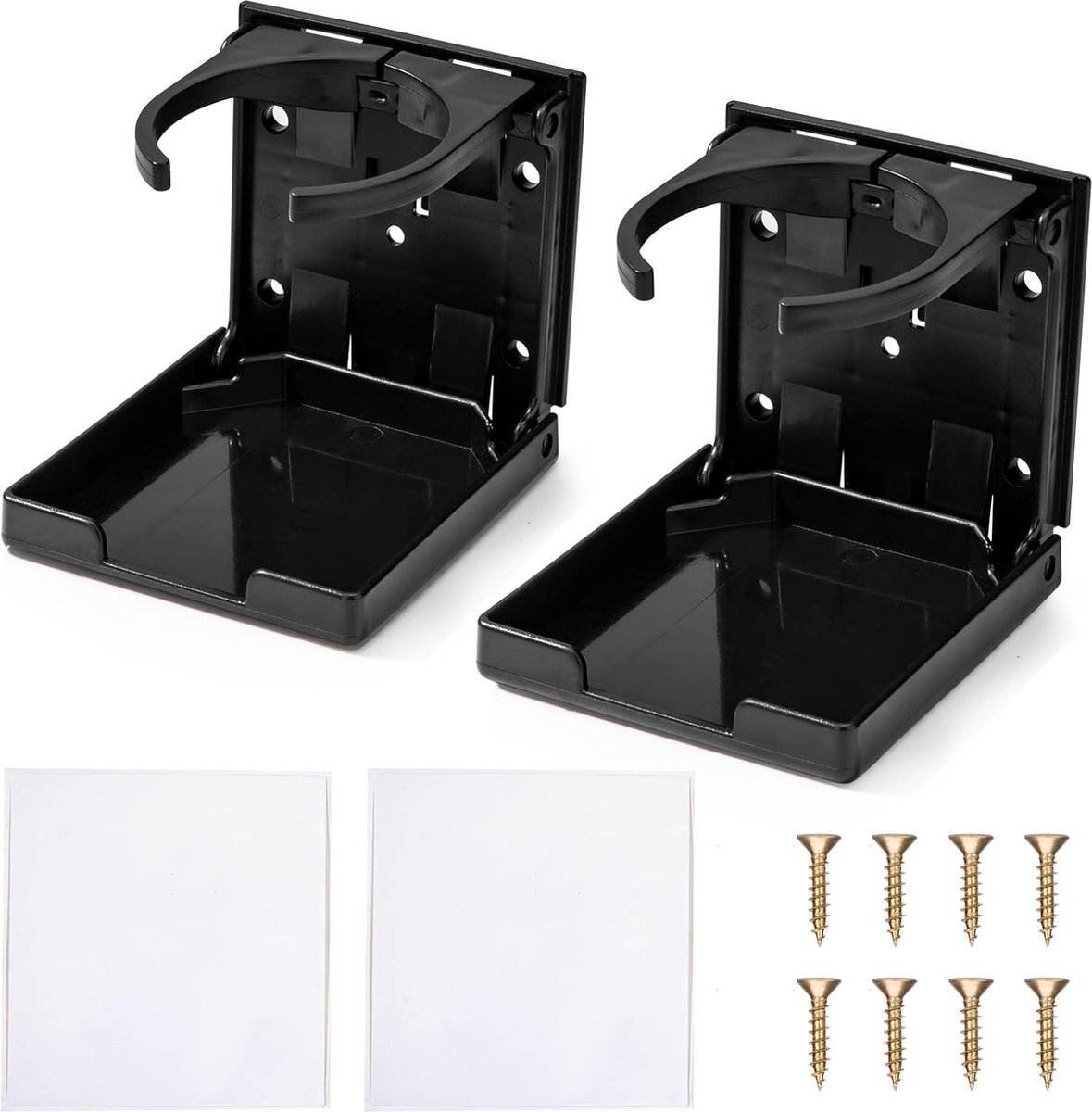 Goodivery ® Universele Opvouwbare Bekerhouder voor Auto en Camper, Verstelbaar, Set van 2, Zwart