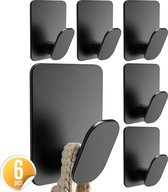 Crochets porte-serviettes Smath Luxe - 6 pièces - Auto-adhésifs - Acier inoxydable - Zwart