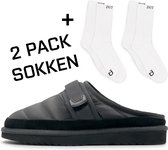 Dutch'D ® - Luxe pantoffel + Set sokken! - Sloffen - Designer - Ease Mule zwart - Maat 40 - Echt wol! - Heerlijk warm - Ook voor buiten