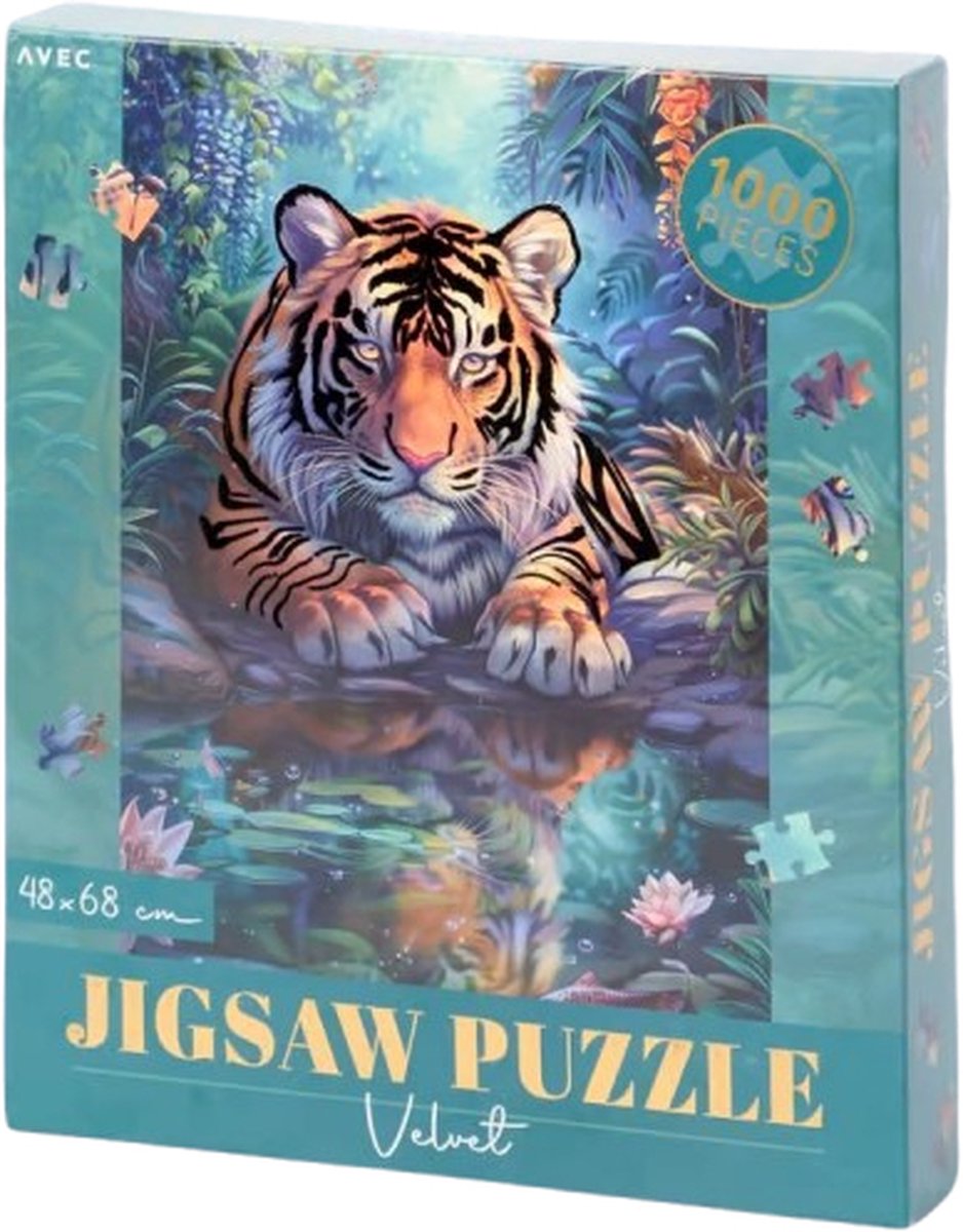 AVEC Legpuzzel 1000 stuks  Velvet Tijger  48x68 cm  Ideaal als geschenk