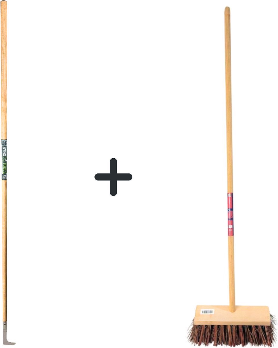 Synx Tools Voegenmes 150 cm en Synx Tools Stadsbezem 30 cm - Steel 150 cm - Harde natuurvezels - Straatbezem - Buitenbezem - Tuinbezem - Onkruidkrabber - Voegenkrabber