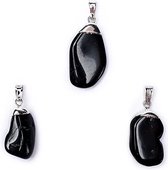 Zwarte toermalijn edelsteenhanger met geboord oog en kapje