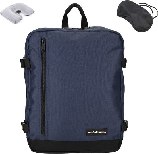 KLM & Transavia Rugzak 40x30x20 cm - Maximale Inhoud - Handbagage Tas 40x30x20 - 17 inch Laptopvak - Blauw