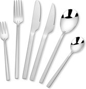Deleca 6 Persoons Luxe Bestekset Amara - Lepels, Messen, Vorken, Steakmessen & Gebaksvorkjes - Vaatwasserbestendig Bestek - Zilver / Edelstaal