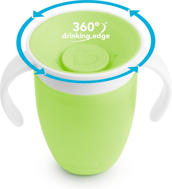 Munchkin Miracle Anti-Lek 360° Drinkbeker - Trainer Cup - Oefenbeker voor Baby en Kind - 207ml - Groen