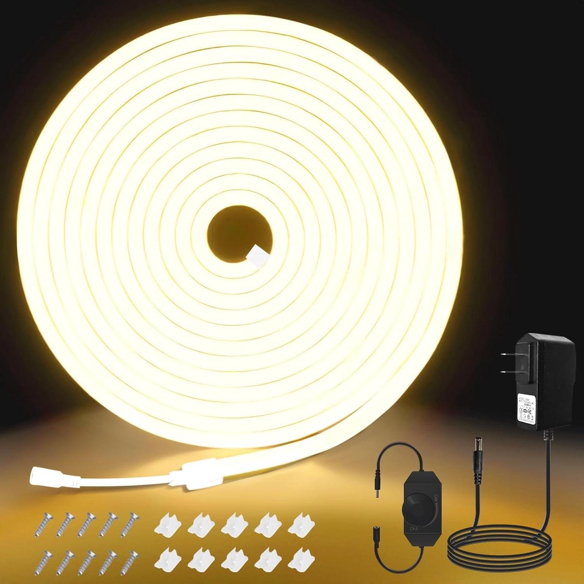 Dimbare Warm Wit Neon LED Strip Licht - 5M IP65 Waterdicht - Thuis Keuken Indoor Decoratie - Power Adapter Inbegrepen