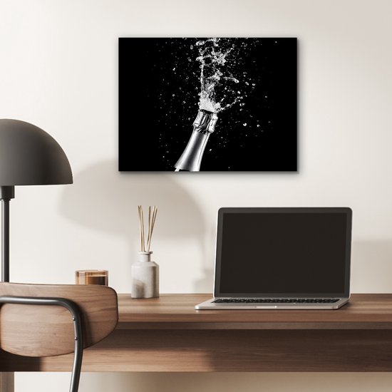 Tableau aluminium 40x30 cm - Décoration murale métal - Champagne - Zwart - Eclaboussures - Popping - Décoration murale métal salon - Décoration industrielle - Photo sur dibond - Accessoires industriels chambre