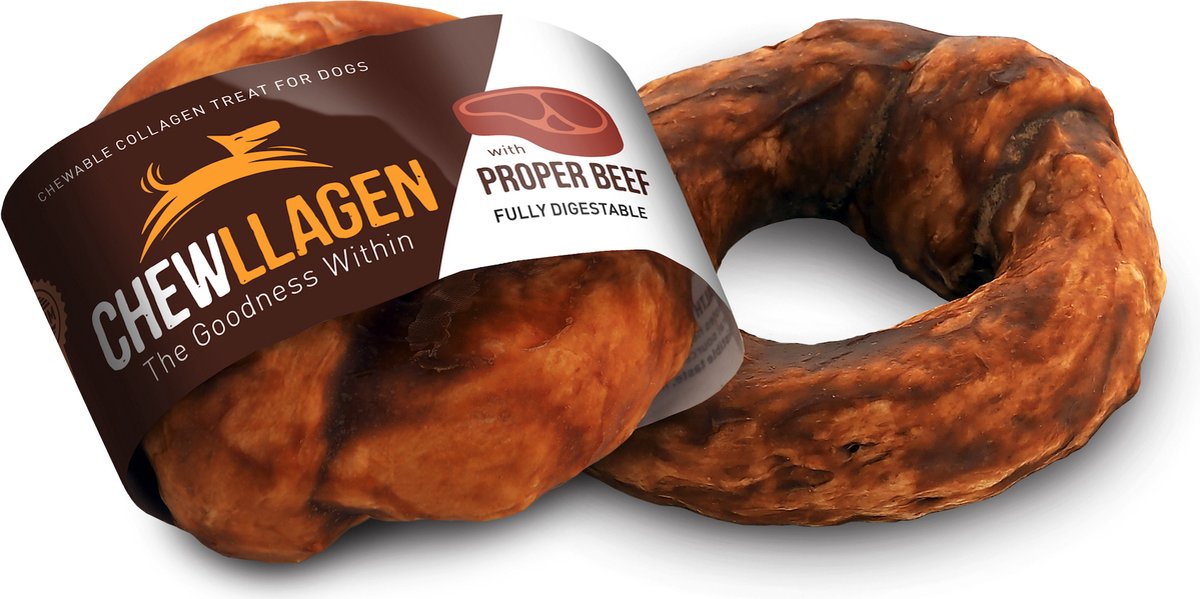 Chewllagen Hondensnacks – Collageen Kauwdonuts Rund – 2 Stuks – 100% Natuurlijk – Voor Huid & Gewrichten
