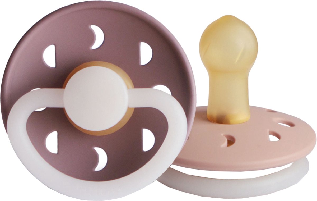 Goedkoopste FRIGG Moon Glow Fopspeen Mauve / Blush 0-6 Mnd 2 Stuks