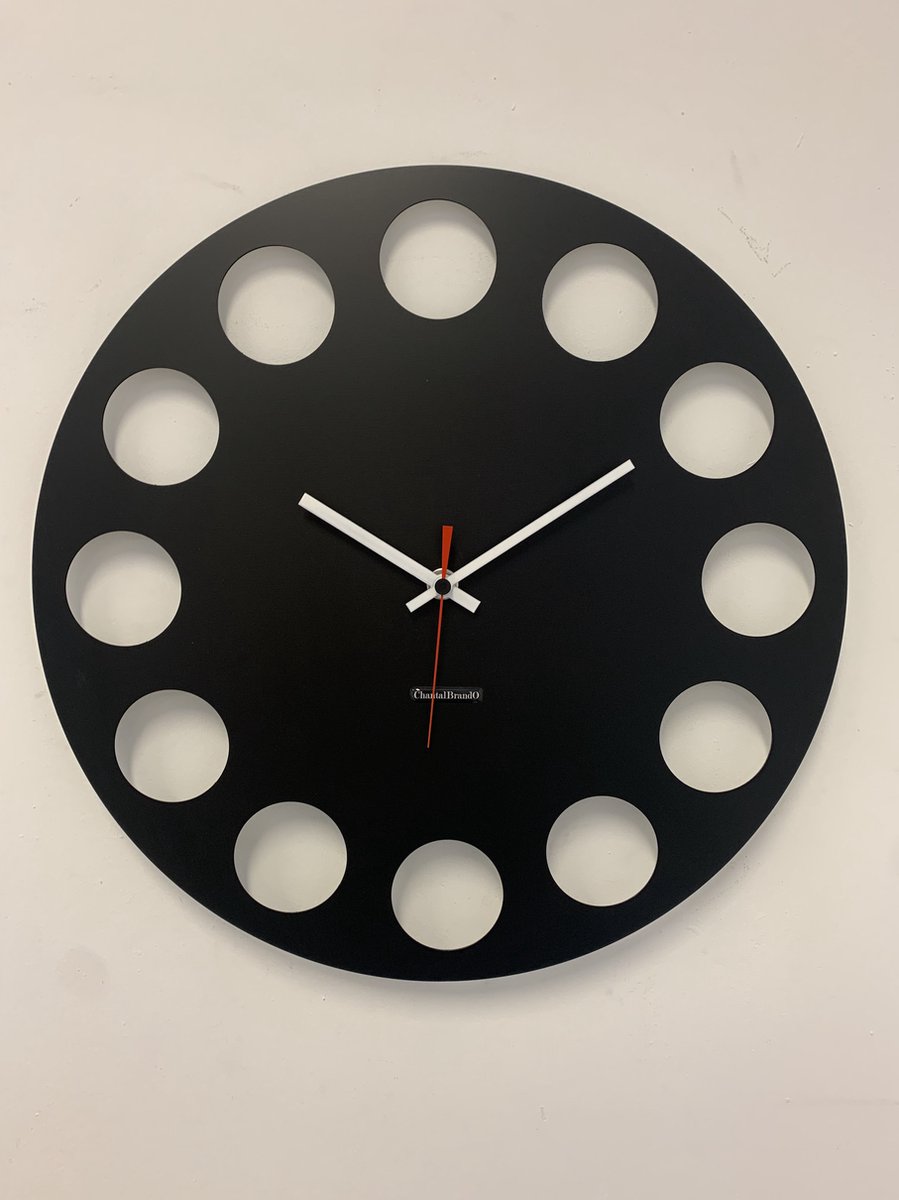 ChantalBrandO Wandklok MARAVAL Black XL Modern Design