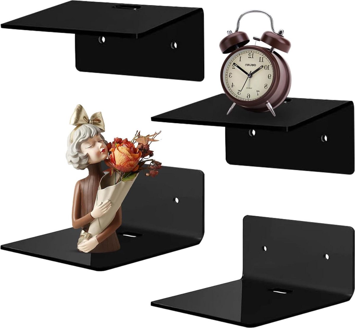 Riokem Zwevende Wandplanken Ideaal voor Decoratie 4 Stuks Acryl