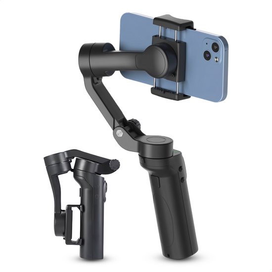 Smartphone stabilisator - Lichtgewicht Smartphone Gimbal - Stabilizer voor smartphones - Anti-shake stabilisatie - 3-assige Gimbal - Geschikt voor bijna alle maten smartphones - 2200 MAH - Batterijduur 16 uur - en gezichtsherkenning - Zwart