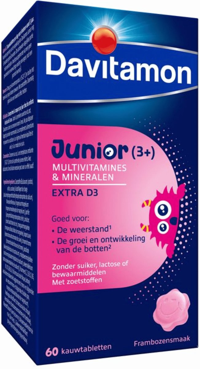 Bol.com Davitamon JR kauwtabl 60 stuks Framboos aanbieding