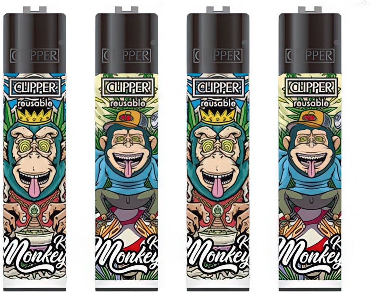 Clipper Classic Large Aanstekers Monkey King "Psycho 2" (4 Stuks)