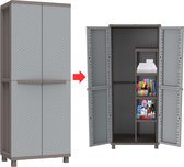 DailySupplies® Tuinkast - Tuinkist - Tuinkasten voor Buiten - Tuinberging - Kunststof - 70x40x180cm - Grijs met Ruiten Vormen