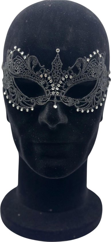 Kanten masker - met schitterende strass steentjes - Ook masker voor brildragers - gala masker - Venetiaans masker vrouw - masquerade masker - oogmasker carnaval - carnaval maskers