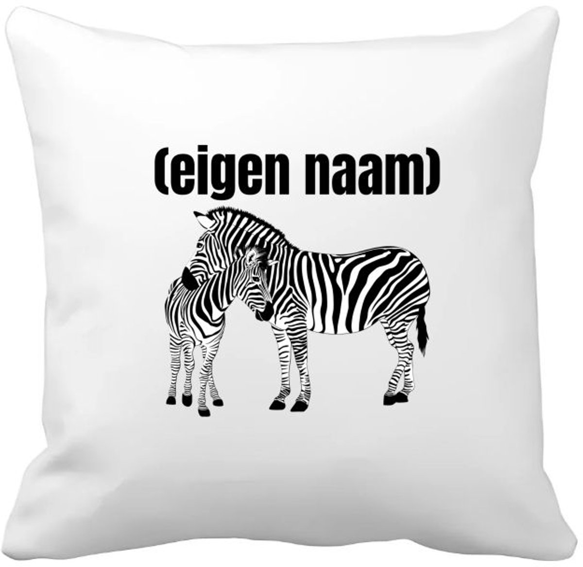 Akyol 2 zebra's Kussen hoes - Dierentuin - zebra liefhebbers - met eigen naam - zebra spullen - gepersonaliseerd - 40 bij 40 cm Multicolor