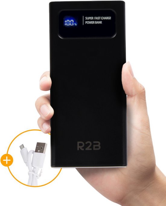 R2B Powerbank 10000 mAh - 2 tot 4 keer opladen - Snellader & LED Display - Powerbanks - Oplader - Power Bank