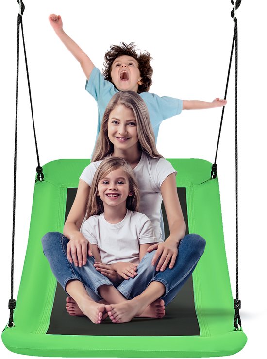 Balançoire nid COSTWAY, courbée, capacité de charge jusqu'à 150 kg, corde réglable de 120 à 180 cm, balançoire suspendue, balançoire d'arbre, outdoor, balançoire multi-enfants, balançoire de jardin pour enfants et adultes (vert)