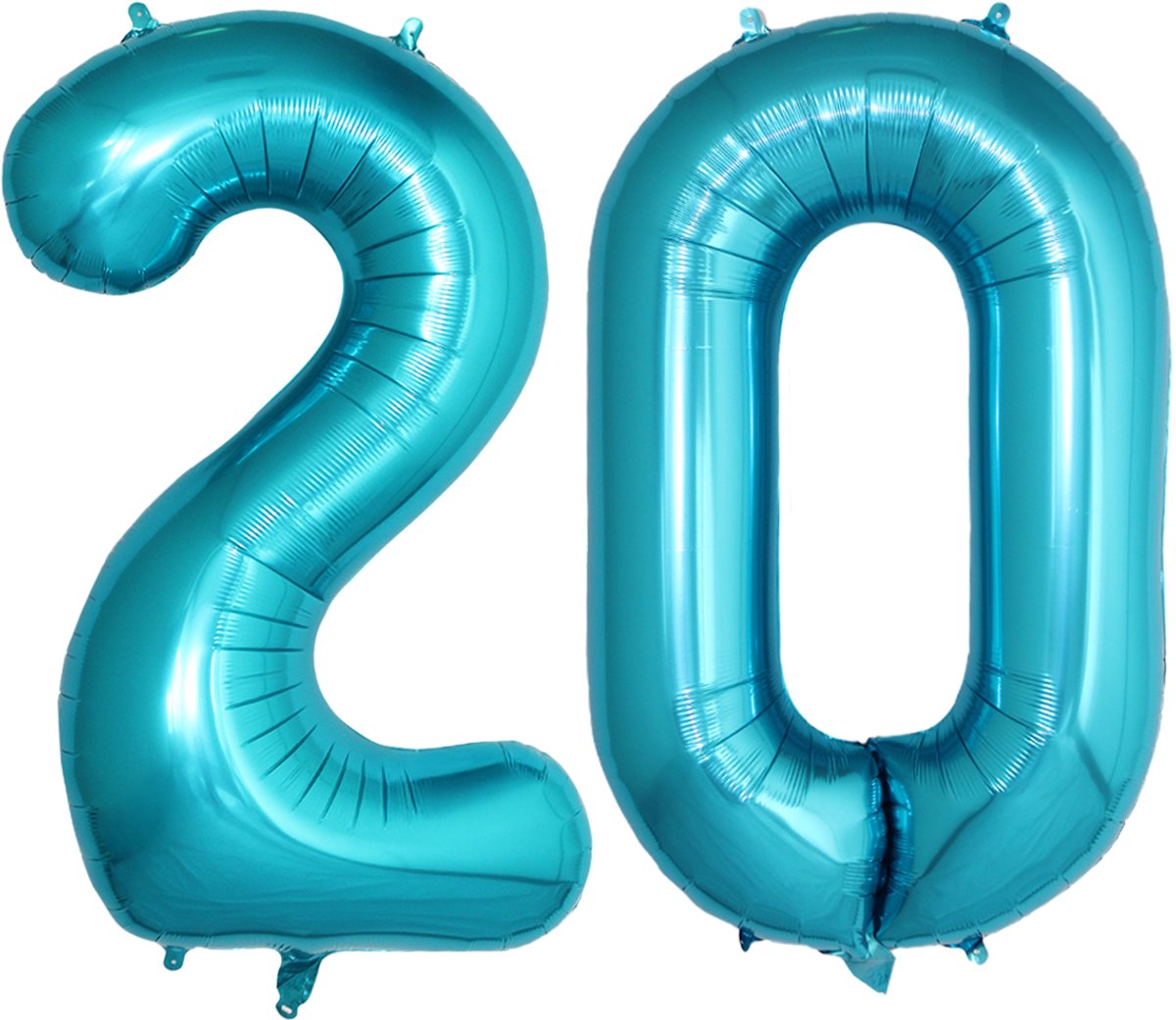 Folie Ballon Cijfer 20 Jaar Cijferballon Feest Versiering Folieballon Verjaardag Versiering Blauw XL 86Cm Met Rietje