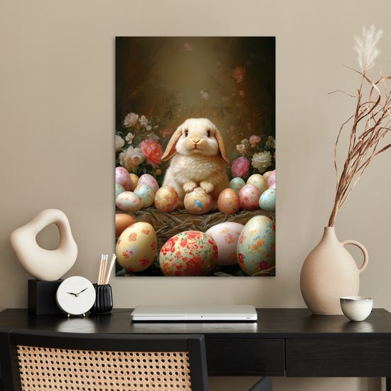 Formele Vintage Konijn Canvas Wall Art voor Slaapkamer Wandklok Moderne Abstracte Dier Muur Decor Poster voor Kamer Esthetische