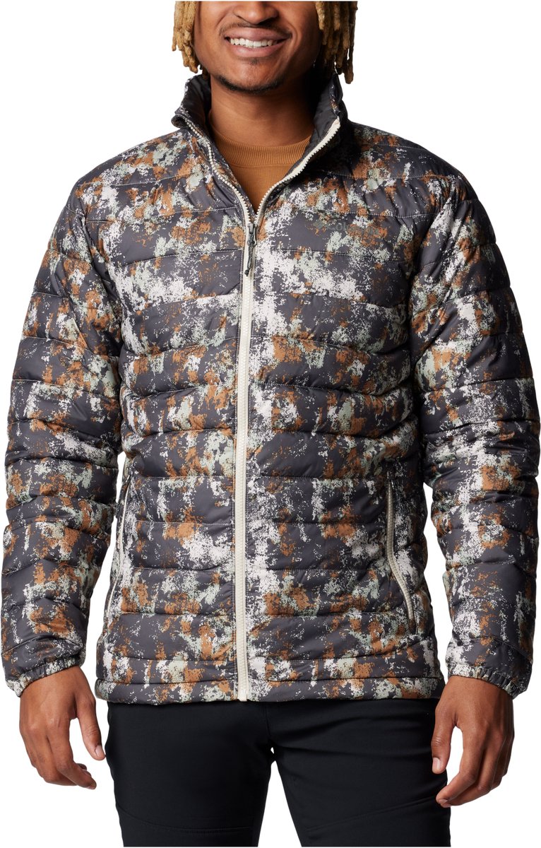 Columbia Powder Lite II Printed Jacket Mannen Jasje Grijs