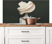 Crédence de Cuisinière en Aluminium 120x60 cm - Femme - Beige - chapeau - Écran Pare-éclaboussures pour Plaque de Cuisson - Protection Murale