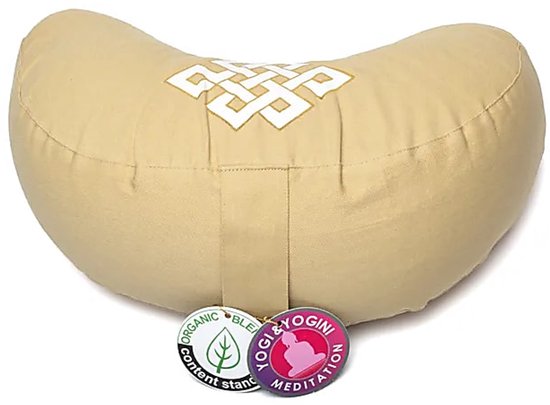 Meditatiekussen halve maan oneindige knoop beige biokatoen (OCS) van Merkloos — afbeelding 3
