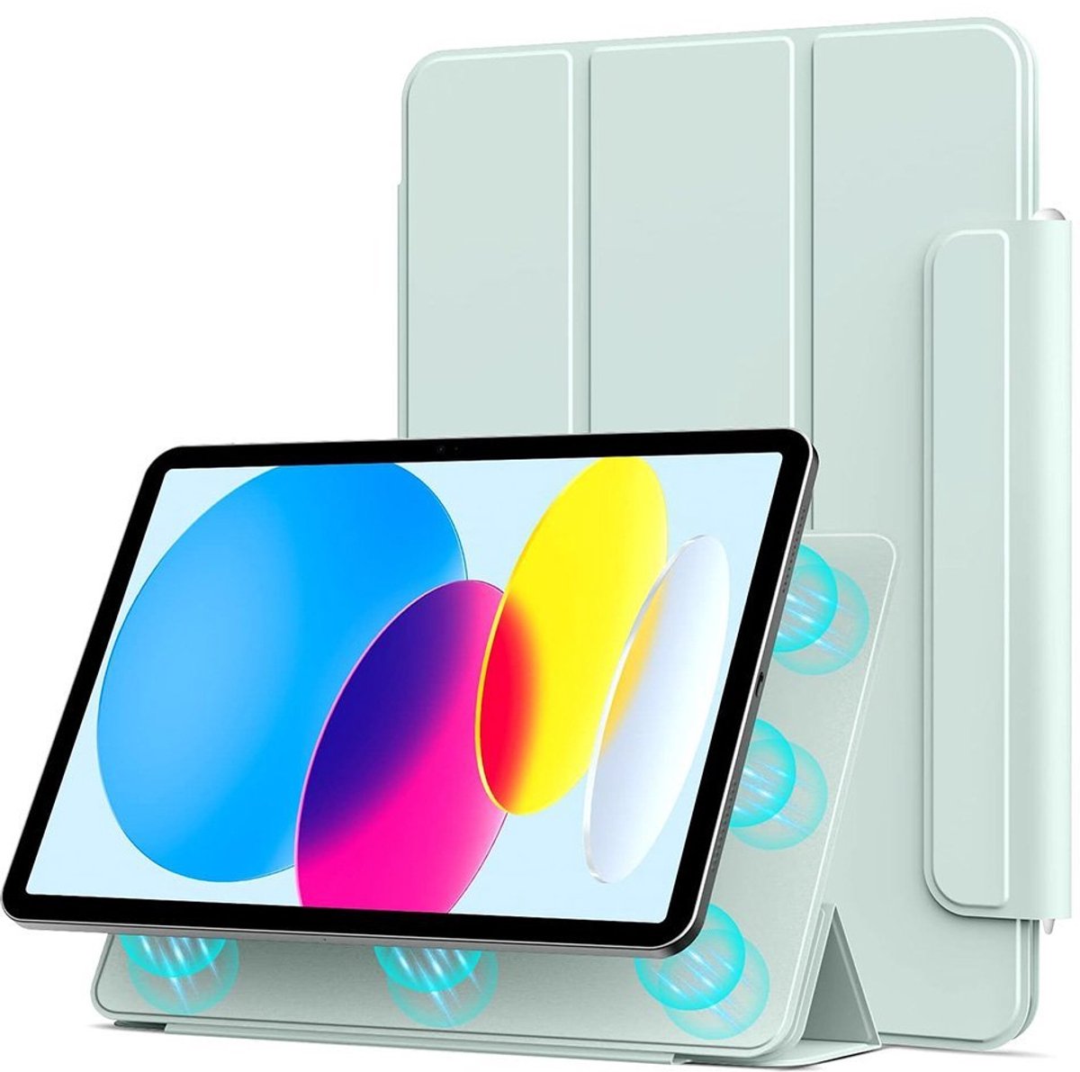 Mobiq - Magnetische Folio Case geschikt voor iPad Air 13 inch (2025) - lichtgroen