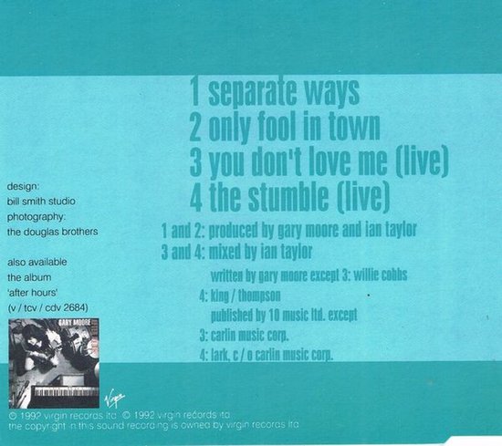 CD Single Gary Moore - Seperate Ways (1992)
