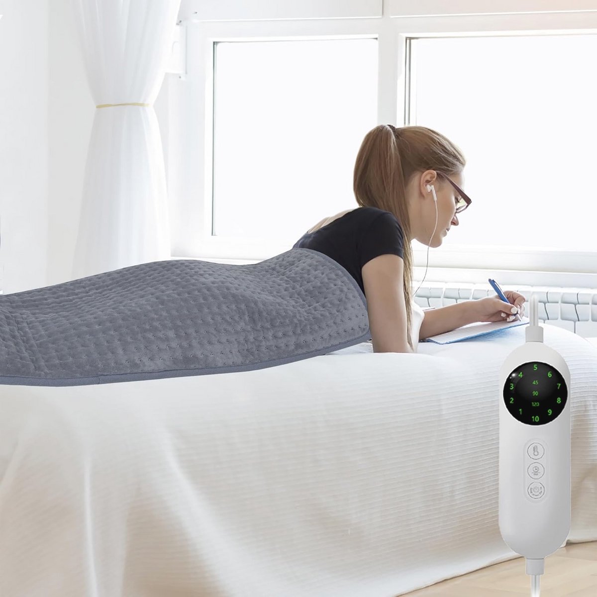 Elektrisch verwarmingskussen 100 x 50 cm met automatische uitschakeling en snelverwarming - Veilig en comfortabel voor rug, nek en schouders