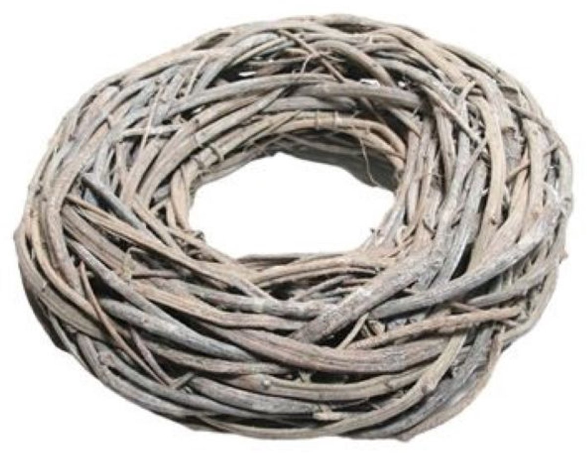 DBT Krans Landelijk Wijntakken-Natuurlijke Materialen Grijs D 48 cm
