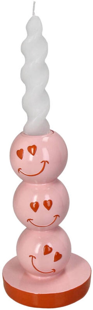 Kaarsenhouder Smiley roze