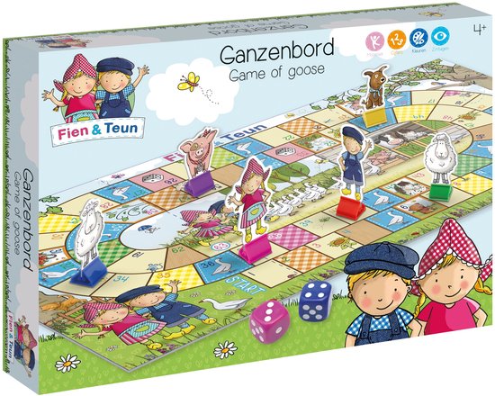 Fien & Teun ganzenbord - educatief peuter speelgoed - gezelschapsspel - boerderij thema - Bambolino Toys - Vanaf 4 jaar