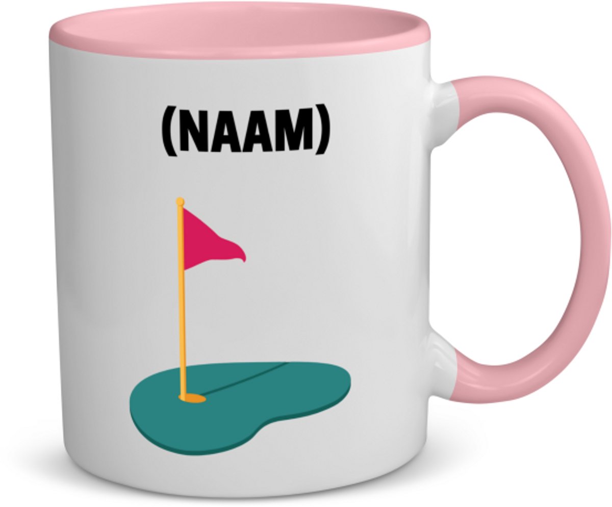 Akyol - golf met eigen naam koffiemok - theemok - roze - Golfen - golfer - sport - 350 ML inhoud